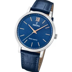 Festina Herrenuhr Leder blau Festina Solar Energy Solaruhr UF20660/4