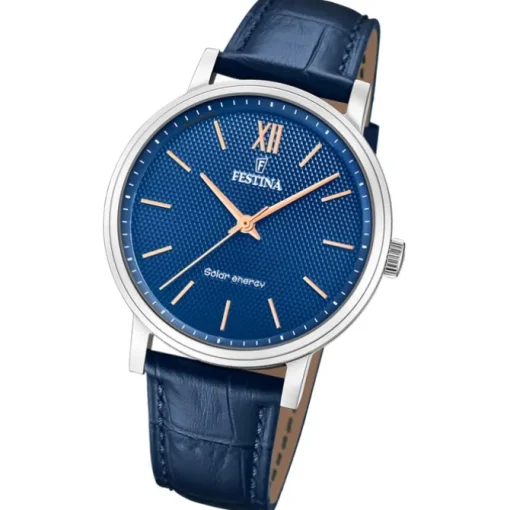 Festina Herrenuhr Leder blau Festina Solar Energy Solaruhr UF20660/4