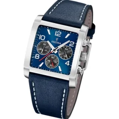 Festina Herrenuhr Leder blau Festina Timeless Chronograph Armbanduhr UF20653/1