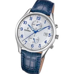Festina Herrenuhr Leder blau Festina Timeless Chronograph Armbanduhr UF6855/A