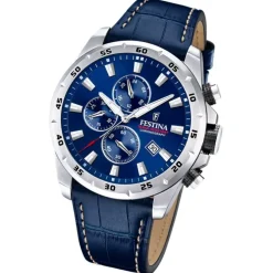 Festina Herrenuhr Leder blau Festina Timeless Chronograph Armbanduhr UF20692/2