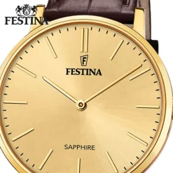 Festina Herrenuhr Leder braun Festina Swiss Made Armbanduhr UF20016/2