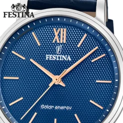 Festina Herrenuhr Leder blau Festina Solar Energy Solaruhr UF20660/4