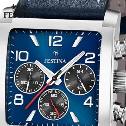 Festina Herrenuhr Leder blau Festina Timeless Chronograph Armbanduhr UF20653/1