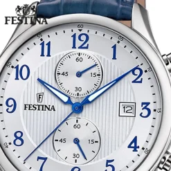 Festina Herrenuhr Leder blau Festina Timeless Chronograph Armbanduhr UF6855/A
