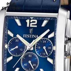 Festina Herrenuhr Leder blau Festina Timeless Chronograph Armbanduhr UF20636/2