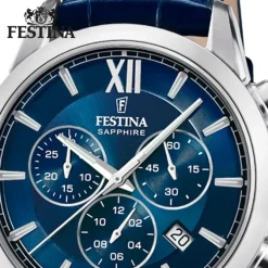Festina Herrenuhr Leder blau Festina Swiss made Armbanduhr UF20041/2