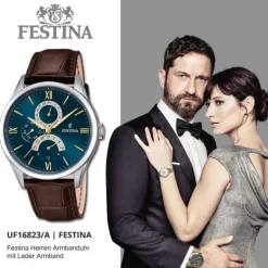 Festina Herrenuhr Leder braun Festina Klassik Armbanduhr UF16823/A