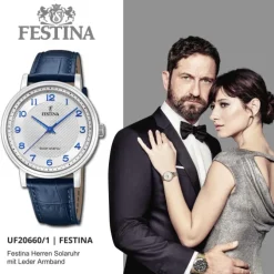 Festina Herrenuhr Leder blau Festina Solar Energy Solaruhr UF20660/1