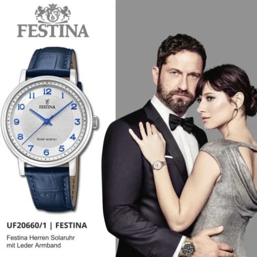 Festina Herrenuhr Leder blau Festina Solar Energy Solaruhr UF20660/1