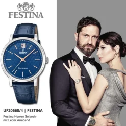 Festina Herrenuhr Leder blau Festina Solar Energy Solaruhr UF20660/4
