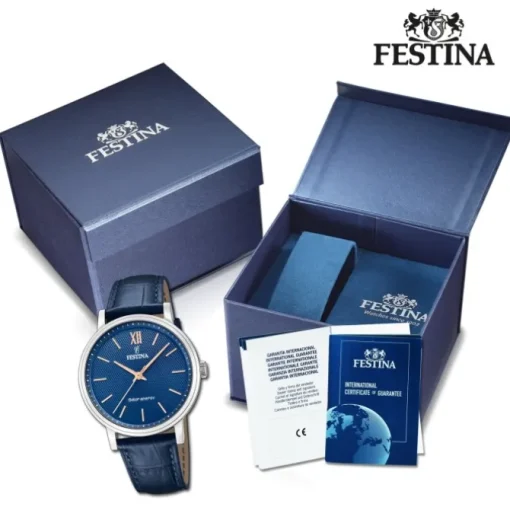 Festina Herrenuhr Leder blau Festina Solar Energy Solaruhr UF20660/4