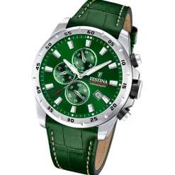 Festina Herrenuhr Leder grün Festina Timeless Chronograph Armbanduhr UF20692/3