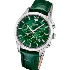 Festina Herrenuhr Leder grün Festina Swiss made Armbanduhr UF20041/3