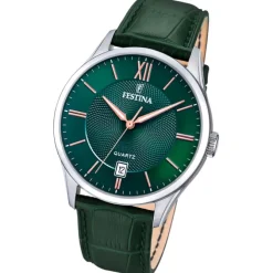 Festina Herrenuhr Leder grün Festina Klassik Armbanduhr UF20426/7