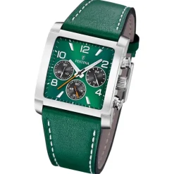 Festina Herrenuhr Leder grün Festina Timeless Chronograph Armbanduhr UF20653/2