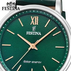 Festina Herrenuhr Leder grün Festina Solar Energy Solaruhr UF20660/5