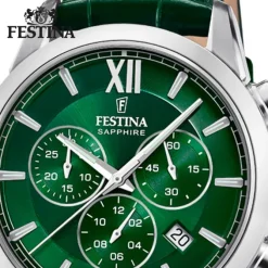 Festina Herrenuhr Leder grün Festina Swiss made Armbanduhr UF20041/3