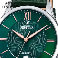Festina Herrenuhr Leder grün Festina Klassik Armbanduhr UF20426/7