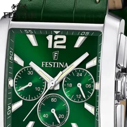 Festina Herrenuhr Leder grün Festina Timeless Chronograph Armbanduhr UF20636/3
