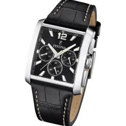 Festina Herrenuhr Leder schwarz Timeless Chronograph Armbanduhr UF20636/4