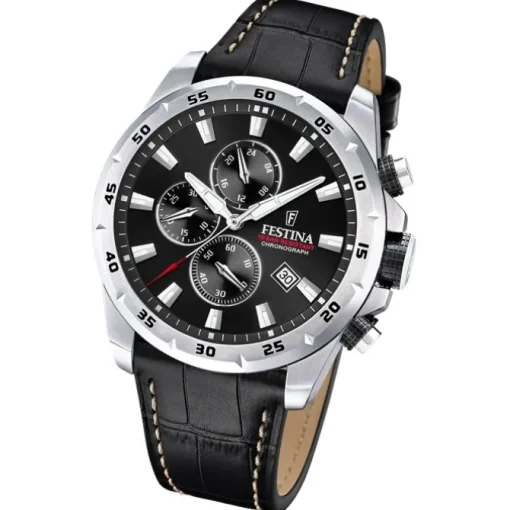 Festina Herrenuhr Leder schwarz Festina Chronograph Armbanduhr UF20692/4