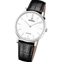 Festina Herrenuhr Leder schwarz Festina Swiss Made Armbanduhr UF20012/1