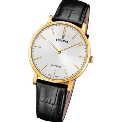 Festina Herrenuhr Leder schwarz Festina Swiss Made Armbanduhr UF20016/1