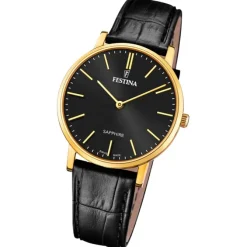 Festina Herrenuhr Leder schwarz Festina Swiss Made Armbanduhr UF20016/3