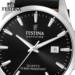 Festina Herrenuhr Leder schwarz Festina Swiss Made Armbanduhr UF20025/4