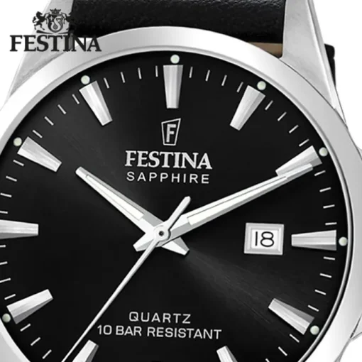 Festina Herrenuhr Leder schwarz Festina Swiss Made Armbanduhr UF20025/4