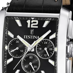 Festina Herrenuhr Leder schwarz Timeless Chronograph Armbanduhr UF20636/4