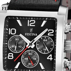 Festina Herrenuhr Leder schwarz Timeless Chronograph Armbanduhr UF20653/3