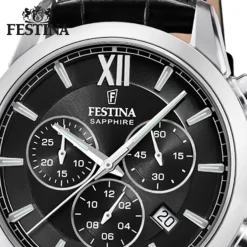 Festina Herrenuhr Leder schwarz Festina Swiss made Armbanduhr UF20041/4