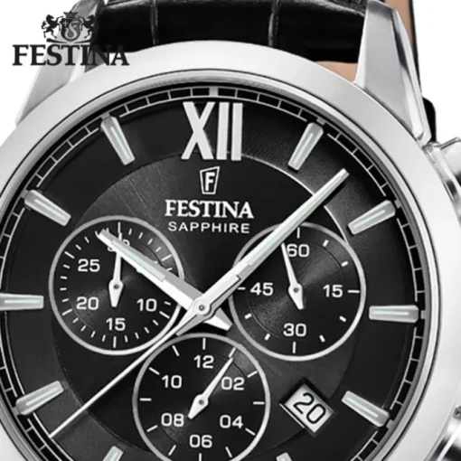 Festina Herrenuhr Leder schwarz Festina Swiss made Armbanduhr UF20041/4