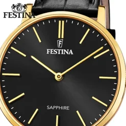 Festina Herrenuhr Leder schwarz Festina Swiss Made Armbanduhr UF20016/3