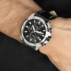 Festina Herrenuhr Leder schwarz Festina Chronograph Armbanduhr UF20692/4