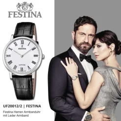 Festina Herrenuhr Leder schwarz Festina Swiss Made Armbanduhr UF20012/2