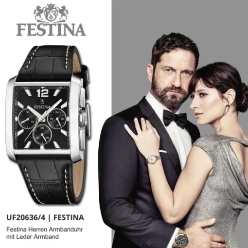 Festina Herrenuhr Leder schwarz Timeless Chronograph Armbanduhr UF20636/4