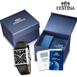 Festina Herrenuhr Leder schwarz Timeless Chronograph Armbanduhr UF20636/4