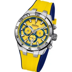 Festina Herrenuhr Silikon gelb blau Festina Chrono Bike Armbanduhr UF20671/4