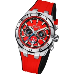 Festina Herrenuhr Silikon rot schwarz Festina Chrono Bike Armbanduhr UF20671/5