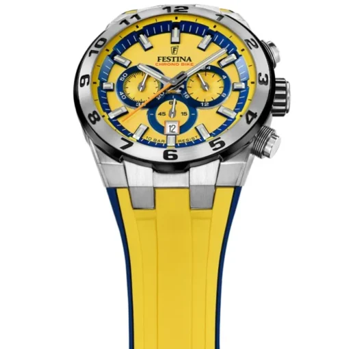 Festina Herrenuhr Silikon gelb blau Festina Chrono Bike Armbanduhr UF20671/4