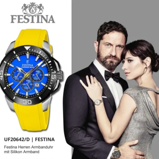 Festina Herrenuhr Silikon gelb Festina Chrono bike Armbanduhr UF20642/D