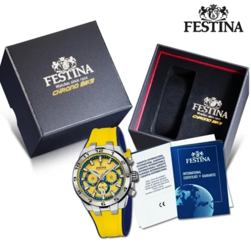 Festina Herrenuhr Silikon gelb blau Festina Chrono Bike Armbanduhr UF20671/4