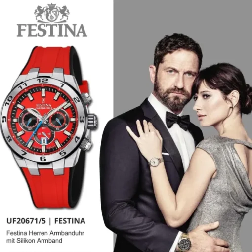 Festina Herrenuhr Silikon rot schwarz Festina Chrono Bike Armbanduhr UF20671/5