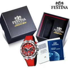 Festina Herrenuhr Silikon rot schwarz Festina Chrono Bike Armbanduhr UF20671/5