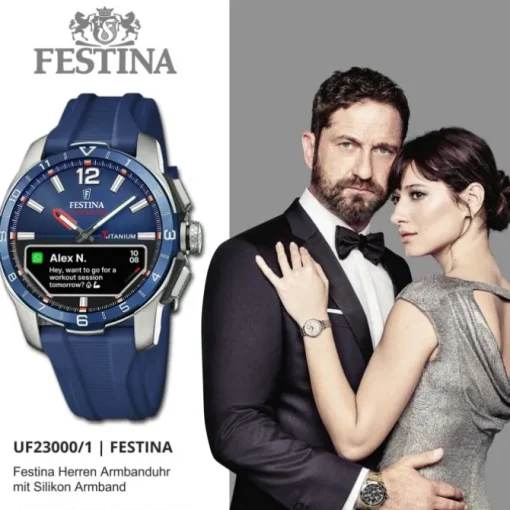 Festina Herrenuhr Silikon blau Festina Connected Armbanduhr UF23000/1
