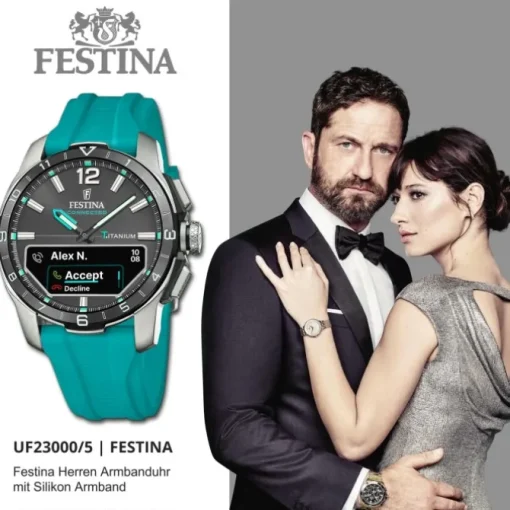 Festina Herrenuhr Silikon türkis Festina Connected Armbanduhr UF23000/5