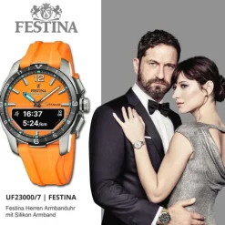 Festina Herrenuhr Silikon orange Festina Connected Armbanduhr UF23000/7